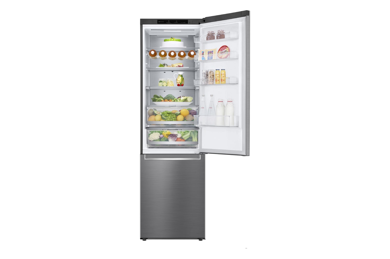 LG NatureFRESH Kühl-Gefrierkombination Steel, 384L, Smart Inverter, Linear Cooling, leise