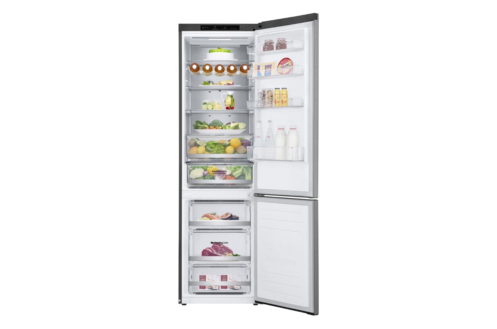 LG NatureFRESH Kühl-Gefrierkombination Steel, 384L, Smart Inverter, Linear Cooling, leise