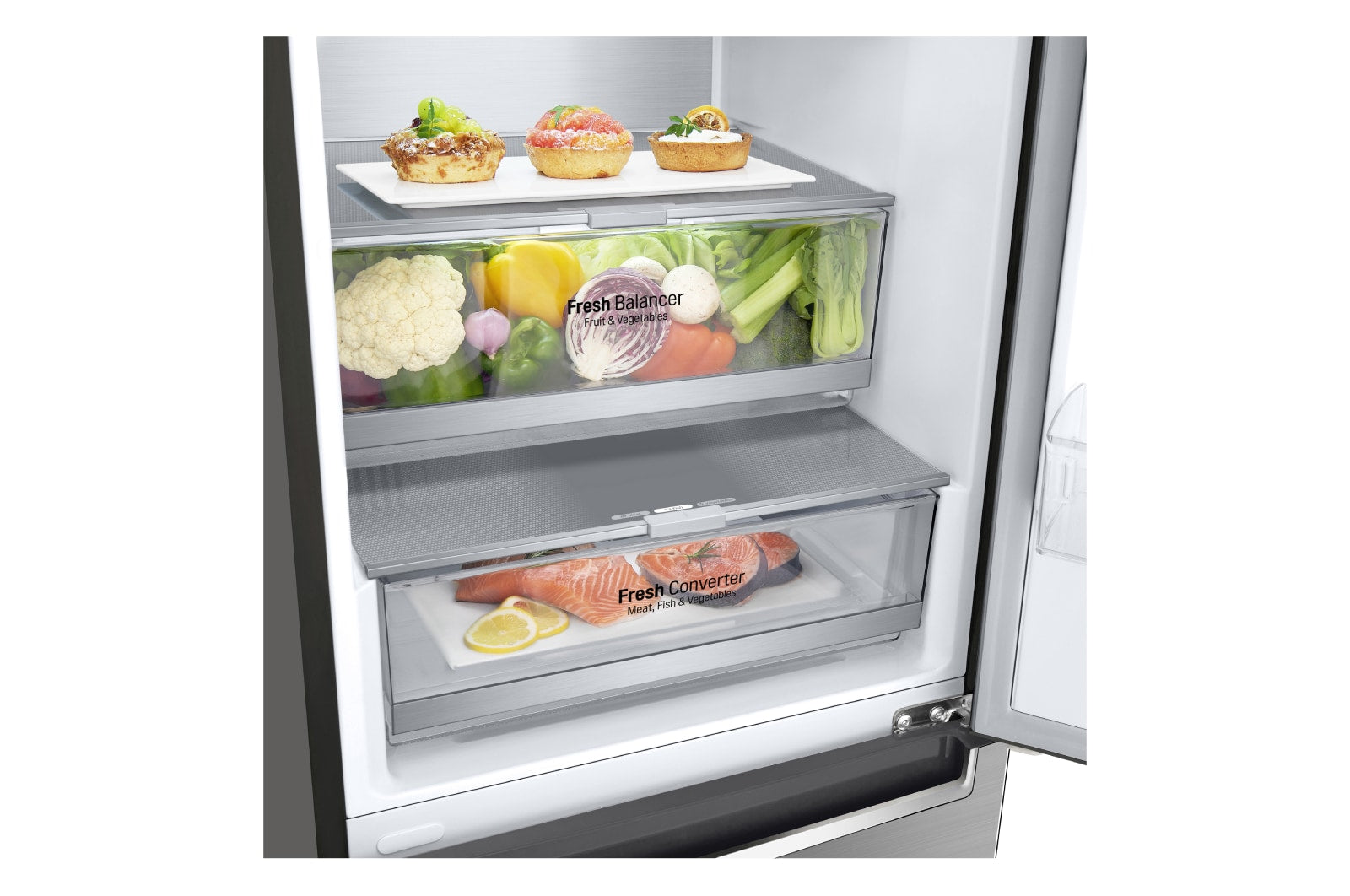 LG NatureFRESH Kühl-Gefrierkombination Steel, 384L, Smart Inverter, Linear Cooling, leise