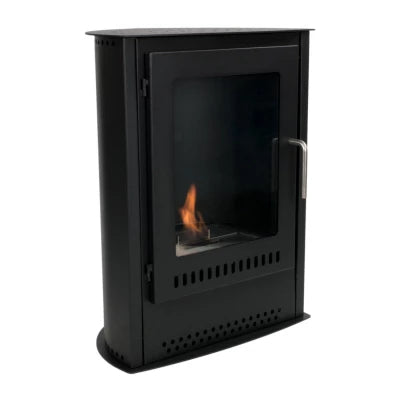 ScandiFlames Carson Kleiner Bioethanol-Kaminofen: Stilvoller Holzofen-Look, 6 Stunden Brenndauer