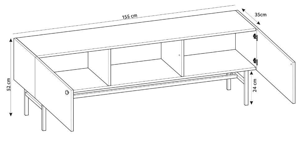 Elegantes Designer Lowboard Liora Schwarz für stilvolles Wohnen und Medienaufbewahrung