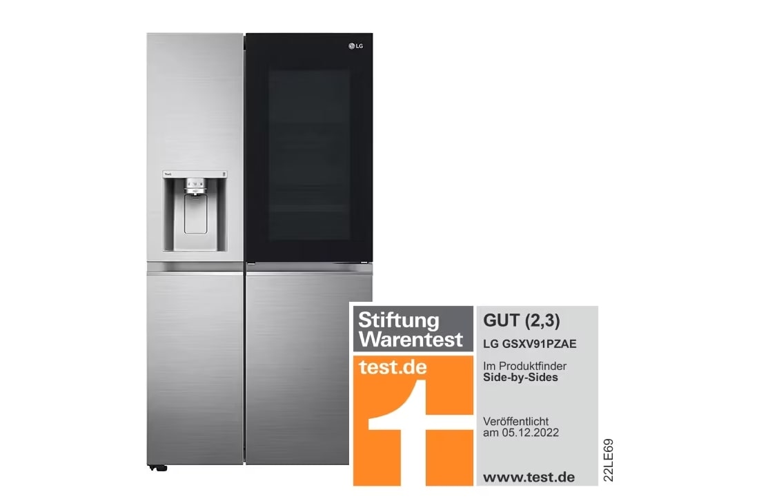 LG GSXV91PZAE Side-by-Side Kühlschrank: InstaView, Eisspender, 635L, Platinum Silber