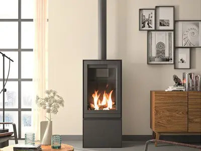 Nestor Martin Quadratischer Gasofen THS 15: 6 kW Leistung, Schwarzer Stahl, 360° drehbar
