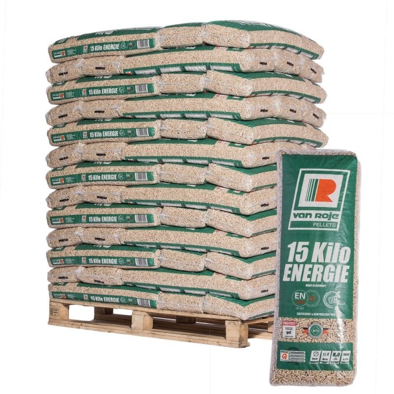 Van Roje Premium Holzpellets Palette 65 x 15 kg – Höchste Heizkraft