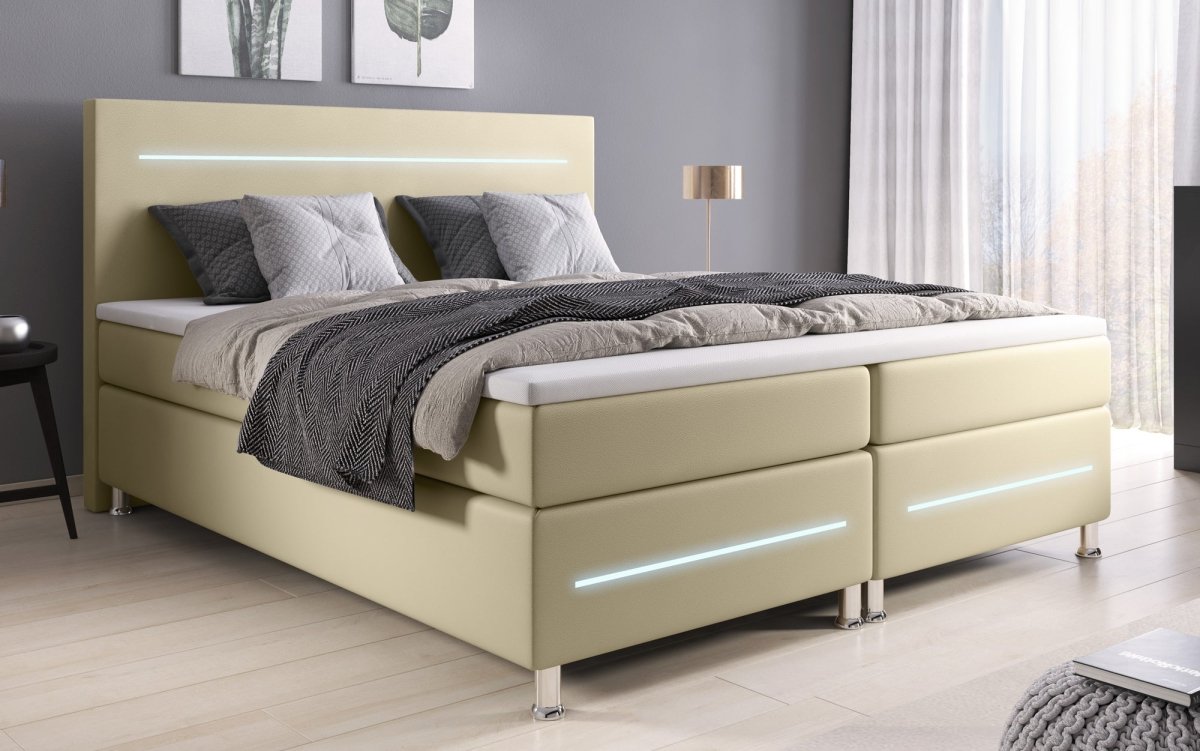 Luxus Boxspringbett Sejour mit LED-Beleuchtung – Modernes Polsterbett für Schlafkomfort