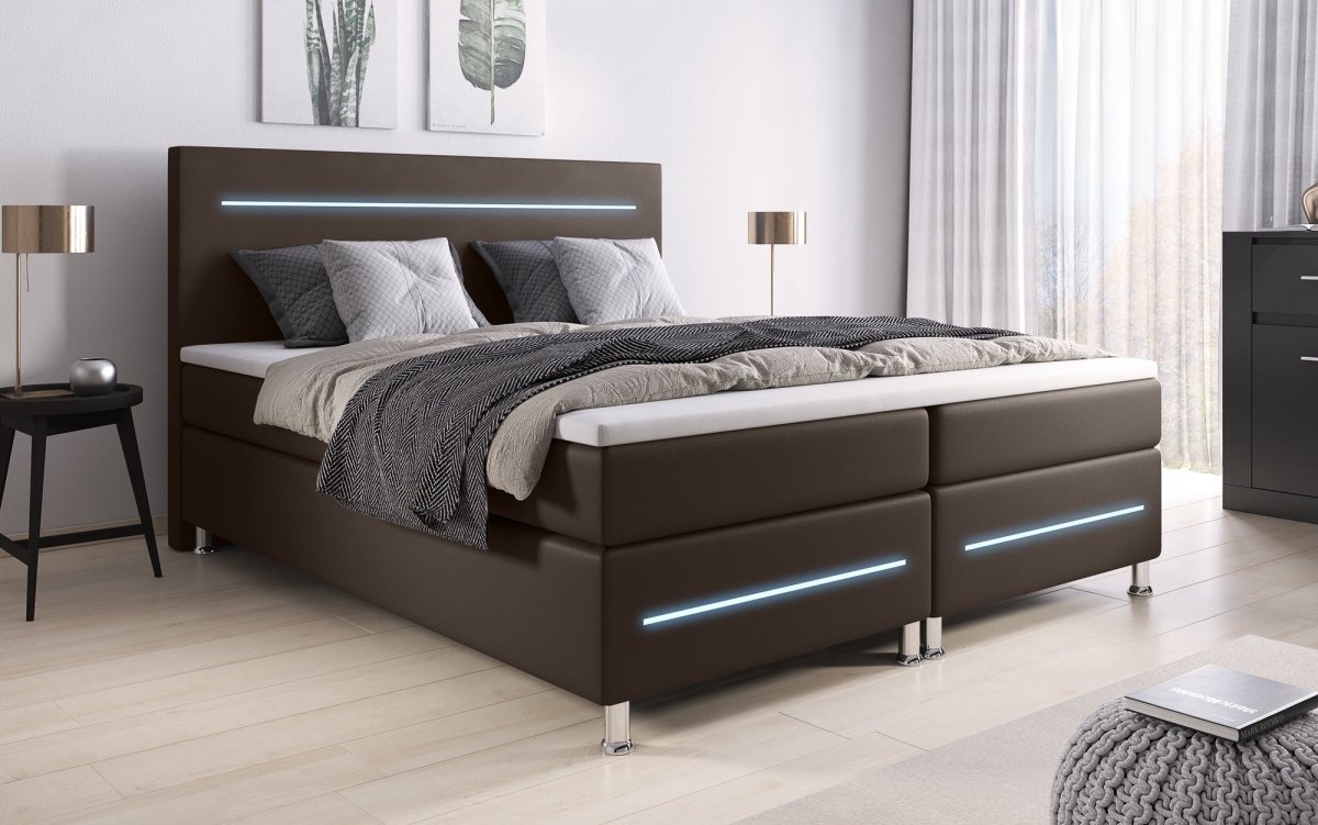 Luxus Boxspringbett Sejour mit LED-Beleuchtung – Modernes Polsterbett für Schlafkomfort