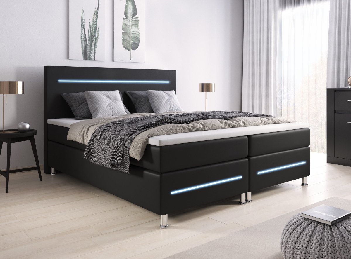 Luxus Boxspringbett Sejour mit LED-Beleuchtung – Modernes Polsterbett für Schlafkomfort