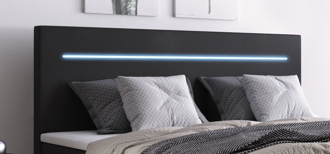 Luxus Boxspringbett Sejour mit LED-Beleuchtung – Modernes Polsterbett für Schlafkomfort