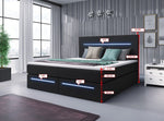 Lade das Bild in den Galerie-Viewer, Luxuriöses Boxspringbett Sejour mit LED-Beleuchtung und cleverem Stauraum
