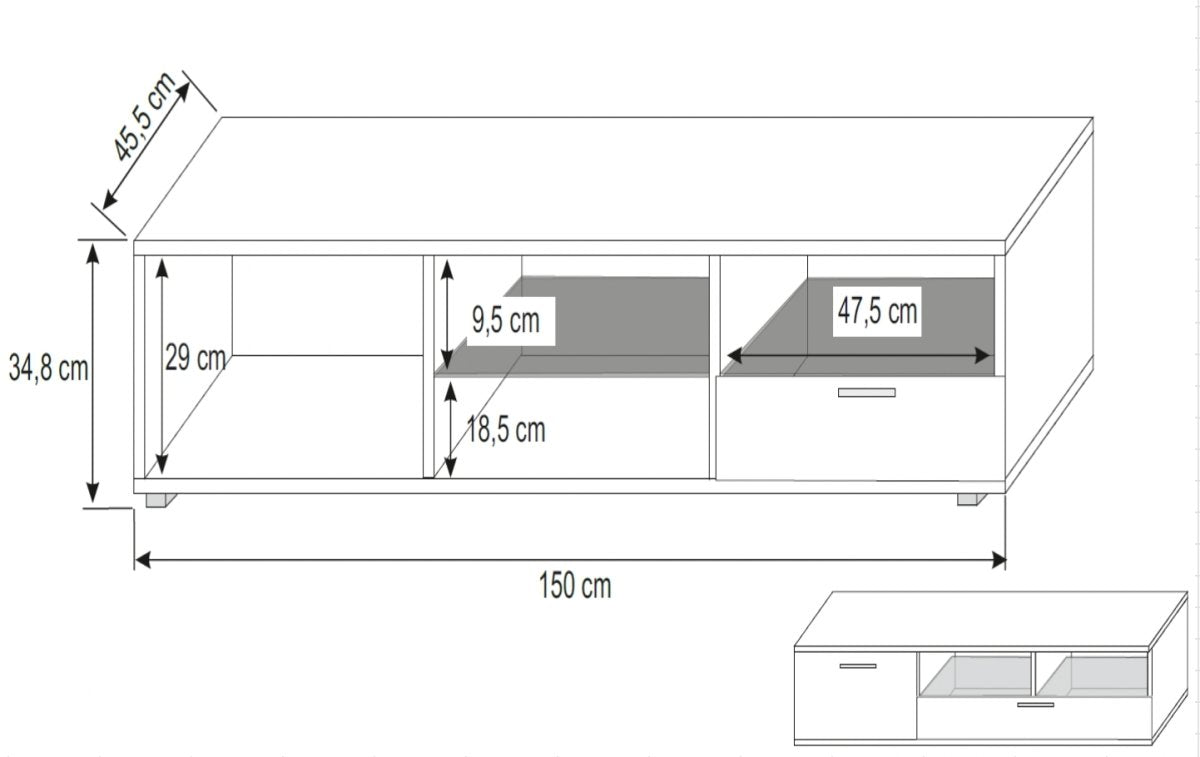Lino TV-Lowboard: Modernes Design, Praktischer Stauraum, Stabile Medienkonsole Wohnzimmer.