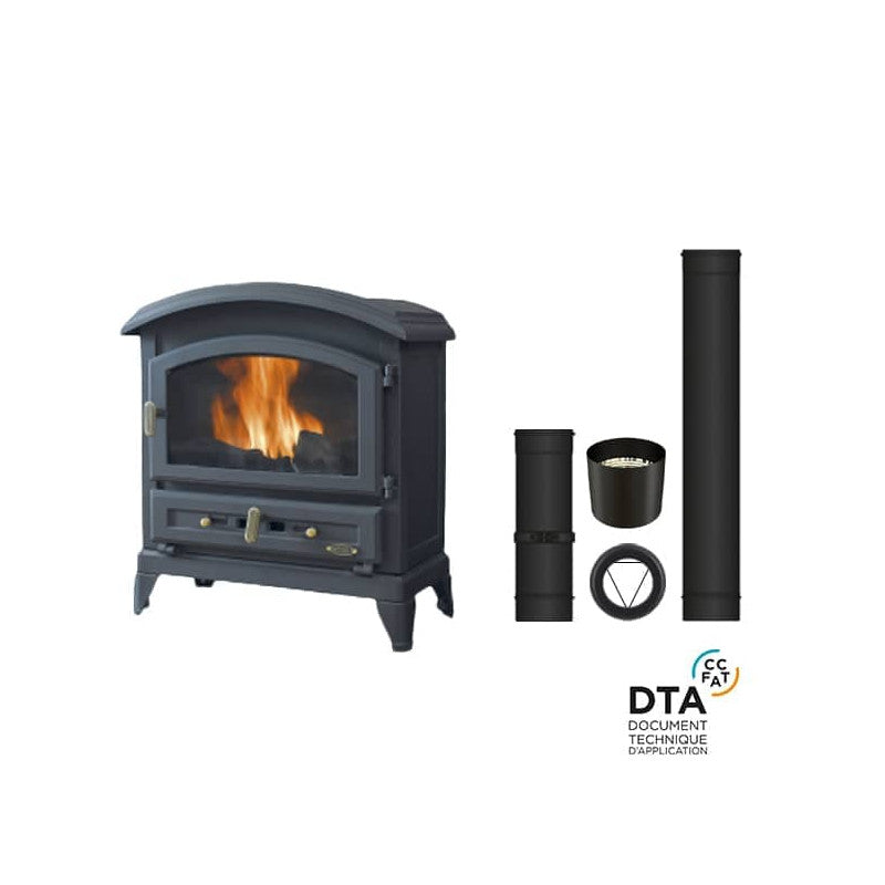 Godin Kanadischer Holzofen mit Rohranschluss oben – 10 kW Heizleistung