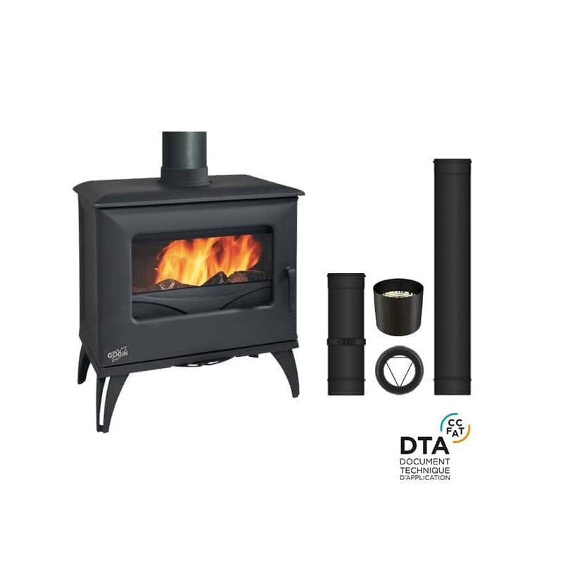 Godin Cube Holzofen 6,5 kW Oberrohr Pack inkl. Anschluss