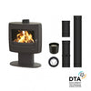 Godin Eliot Holzofen 8 kW mit runder Gusseisen-Design, großer Flammenansicht, schwarz