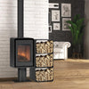 ETNA Domino Holzofen mit Standfuß, 3-stöckigem Holzregal, 7,5 kW, Schwarz