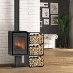 Lade das Bild in den Galerie-Viewer, ETNA Domino Holzofen mit Standfuß, 3-stöckigem Holzregal, 7,5 kW, Schwarz
