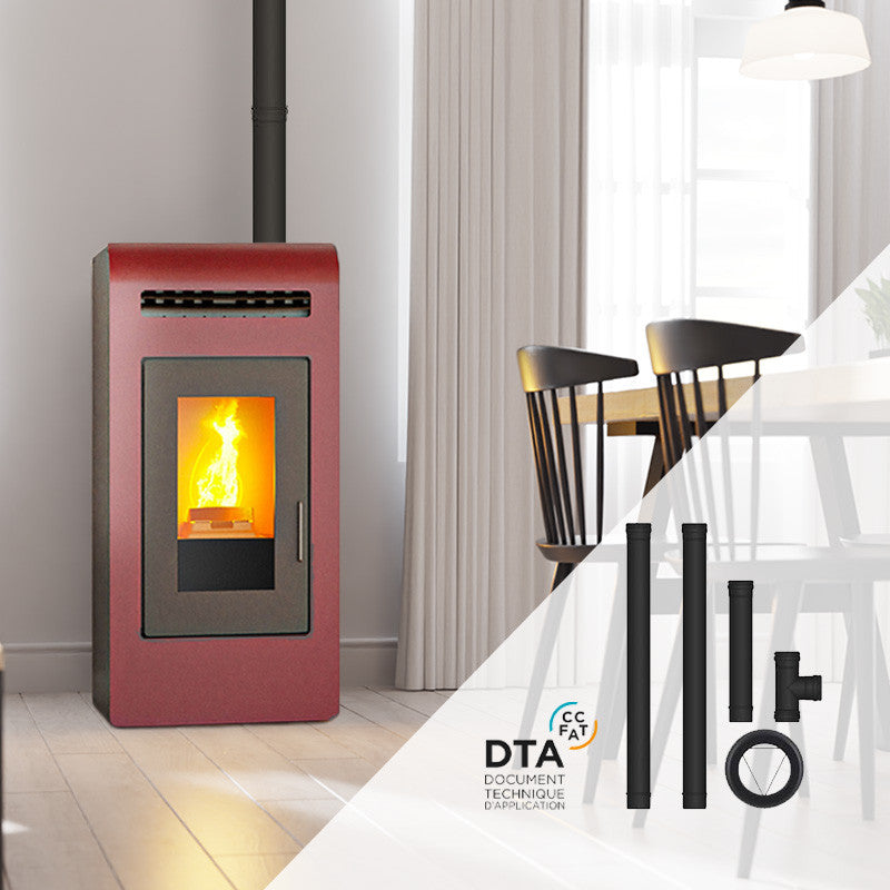 Cayenne Kanalisierbarer Pelletofen 14 kW mit Heckanschluss-Kit für Zone 1 Installation