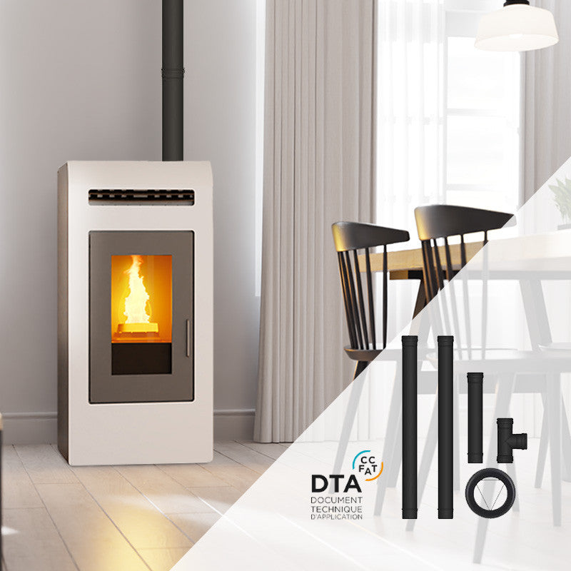 Cayenne Kanalisierbarer Pelletofen 14 kW mit Heckanschluss-Kit für Zone 1 Installation