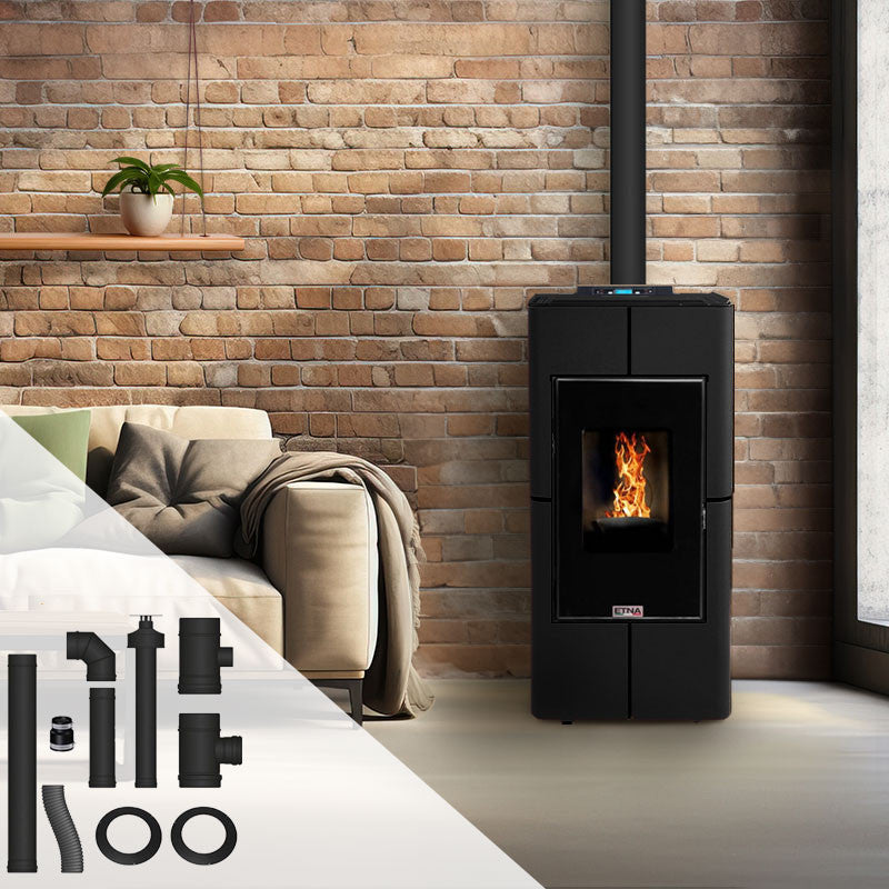 Tendenza 10 kW Kanalkaminofen: Effizientes, dichtes Pelletheizsystem mit Installationskit