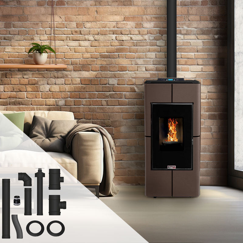 Tendenza 10 kW Kanalkaminofen: Effizientes, dichtes Pelletheizsystem mit Installationskit
