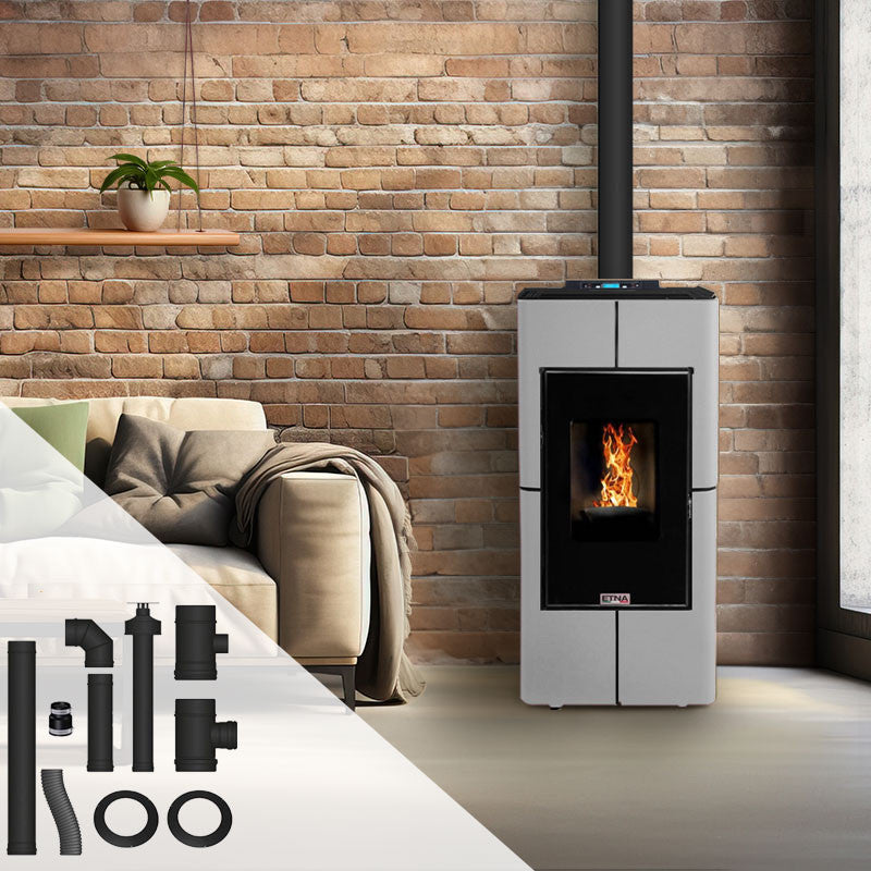 Tendenza 10 kW Kanalkaminofen: Effizientes, dichtes Pelletheizsystem mit Installationskit