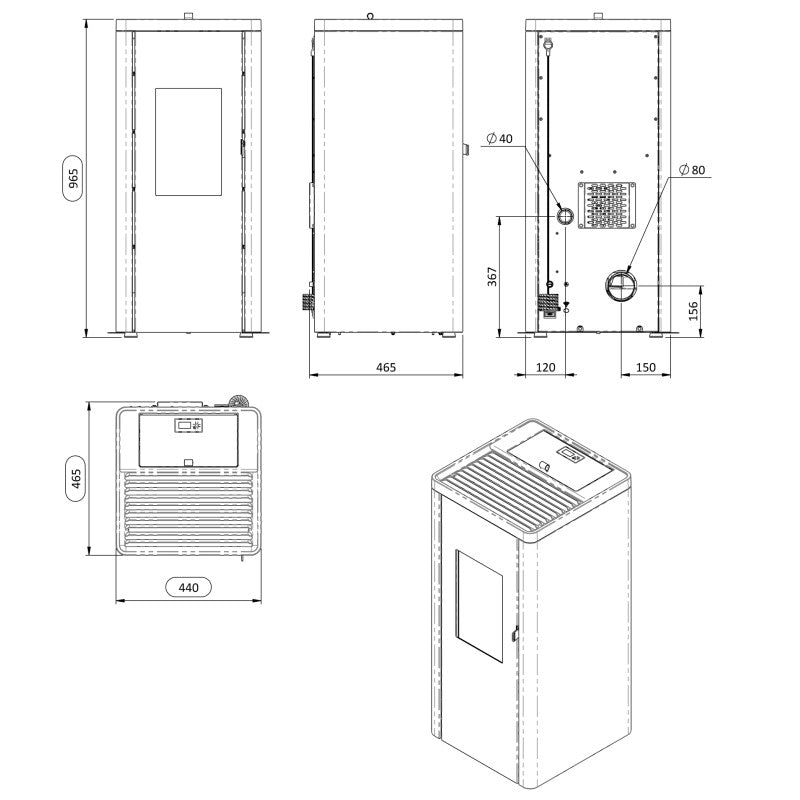 Ottimo Silenzio Pelletöfen Komplettset – Ultra leise, 9,2 kW