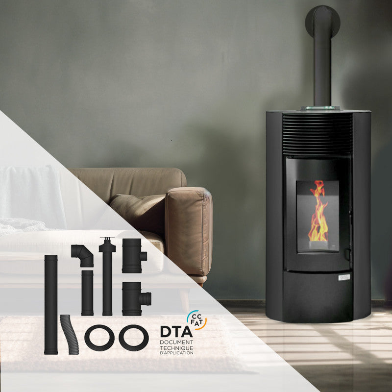 Segreto Plus 12 kW Pelletheizung, luftdichtes Rundgerät mit Ventilationskit