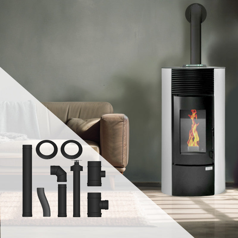 Segreto Plus 12 kW Pelletheizung, luftdichtes Rundgerät mit Ventilationskit