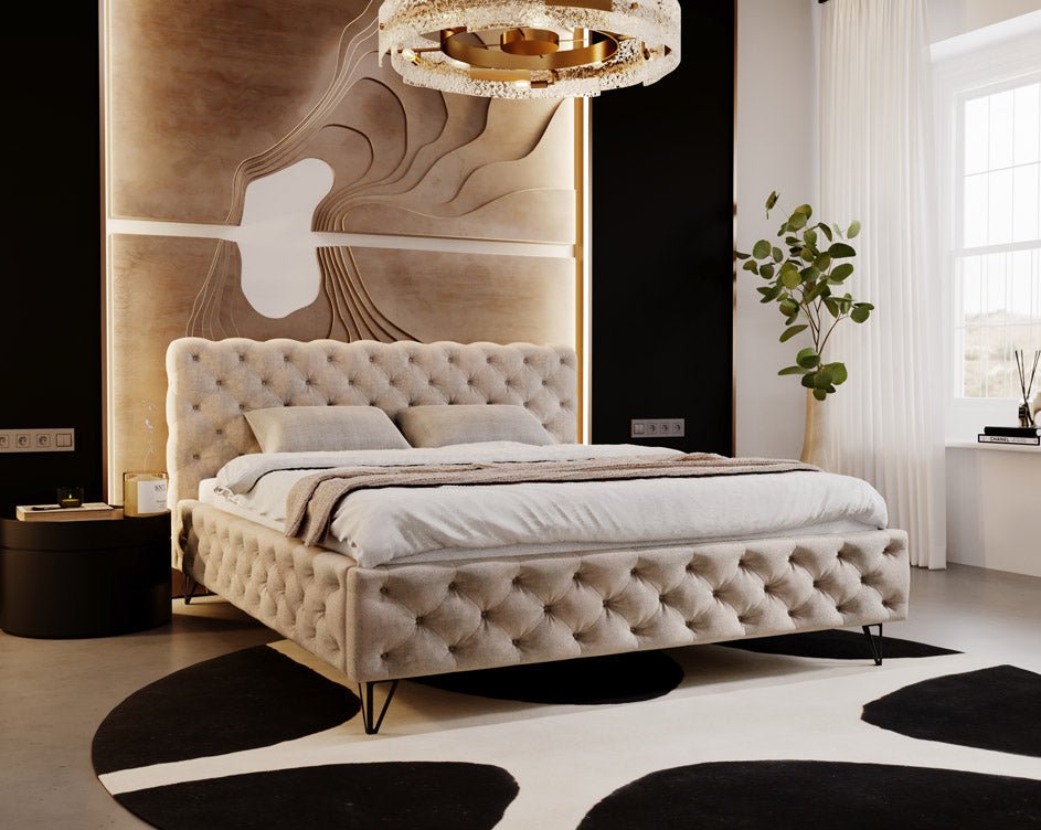 Luxuriöses Designer Polsterbett Sienna Samt – Modernes Komfortbett für Ihr Schlafzimmer