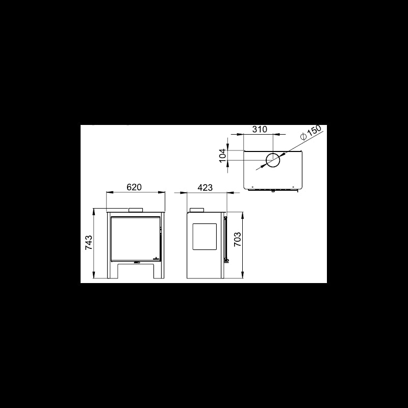 Holzofen Shiva Etna 10 kW – 3-Glas, Triple-Verbrennung, 56 cm Holzscheite