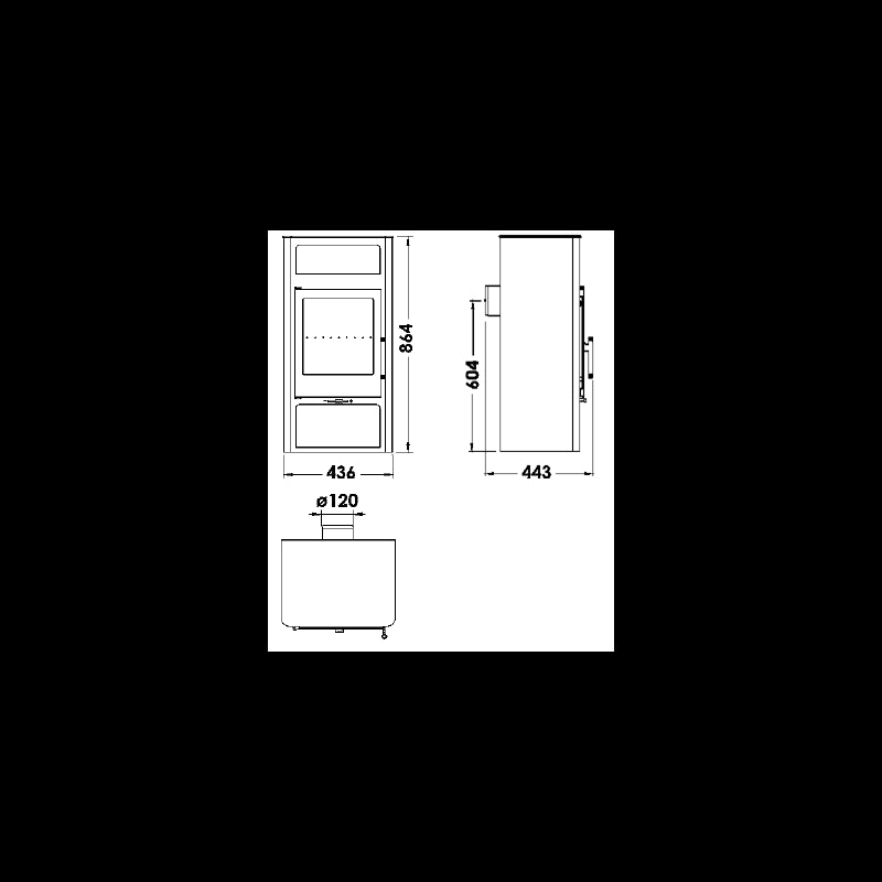 Altea Panadero Holzofen mit Kochfeld, 5,9 kW, 77 % Wirkungsgrad
