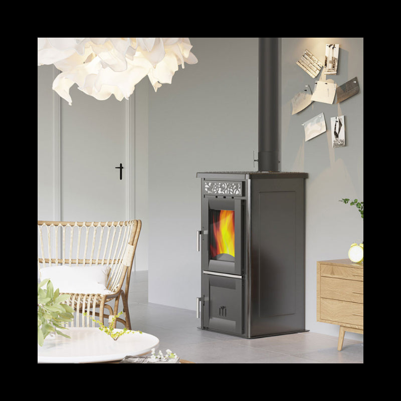 AlfaPlam Amelia Holzofen 8 kW Doppelverbrennung, rotes Design