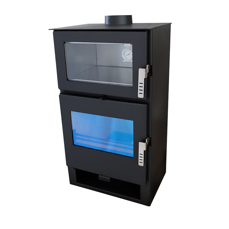 Carrio Inox 9 kW Holzofen mit Backofen: Effiziente Heizung und stilvolles Kochen