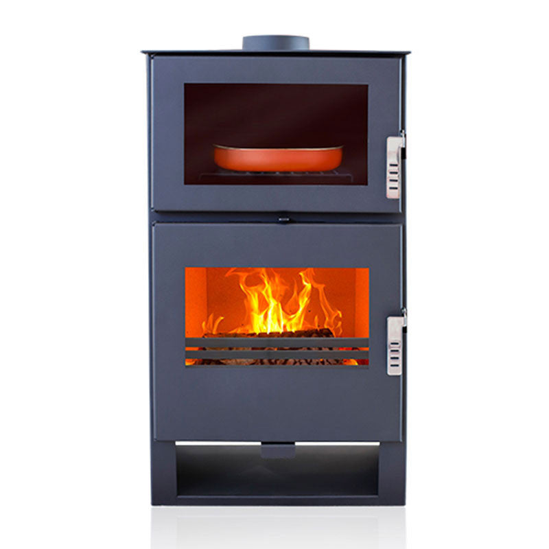 Carrio Inox 9 kW Holzofen mit Backofen: Effiziente Heizung und stilvolles Kochen