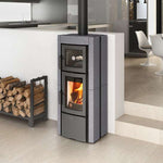 Lade das Bild in den Galerie-Viewer, La Nordica Ester Forno Evo Holzofen mit Stein‑Vulcan‑Design und Backofen

