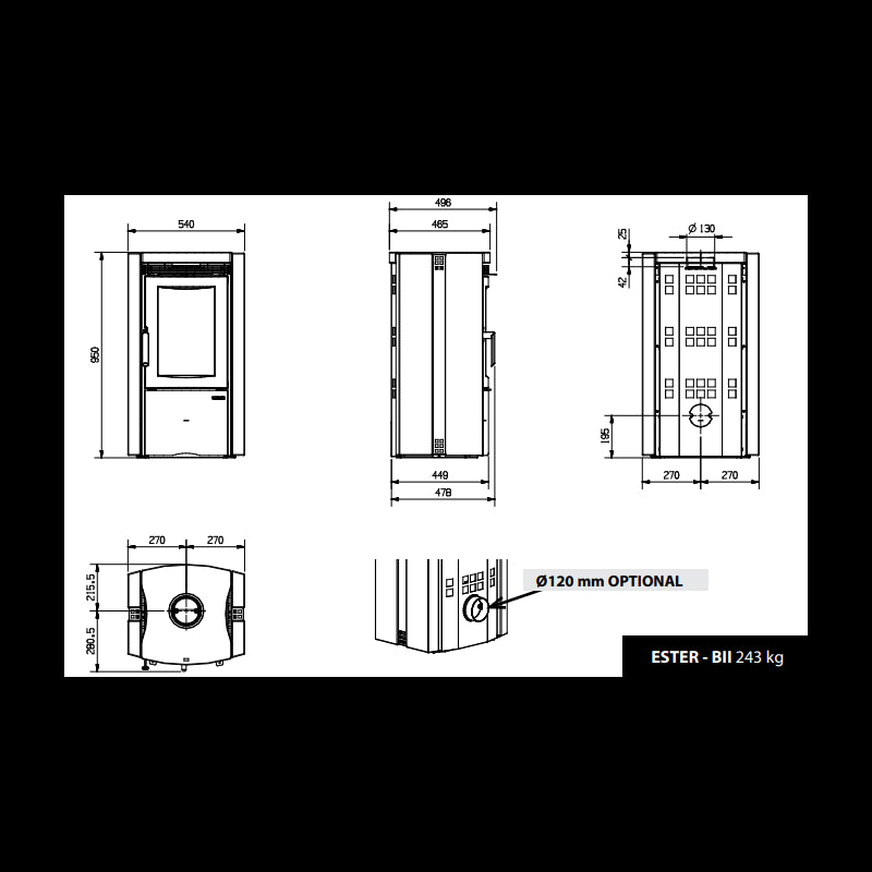 La Nordica Ester Forno Evo Holzofen mit Stein‑Vulcan‑Design und Backofen