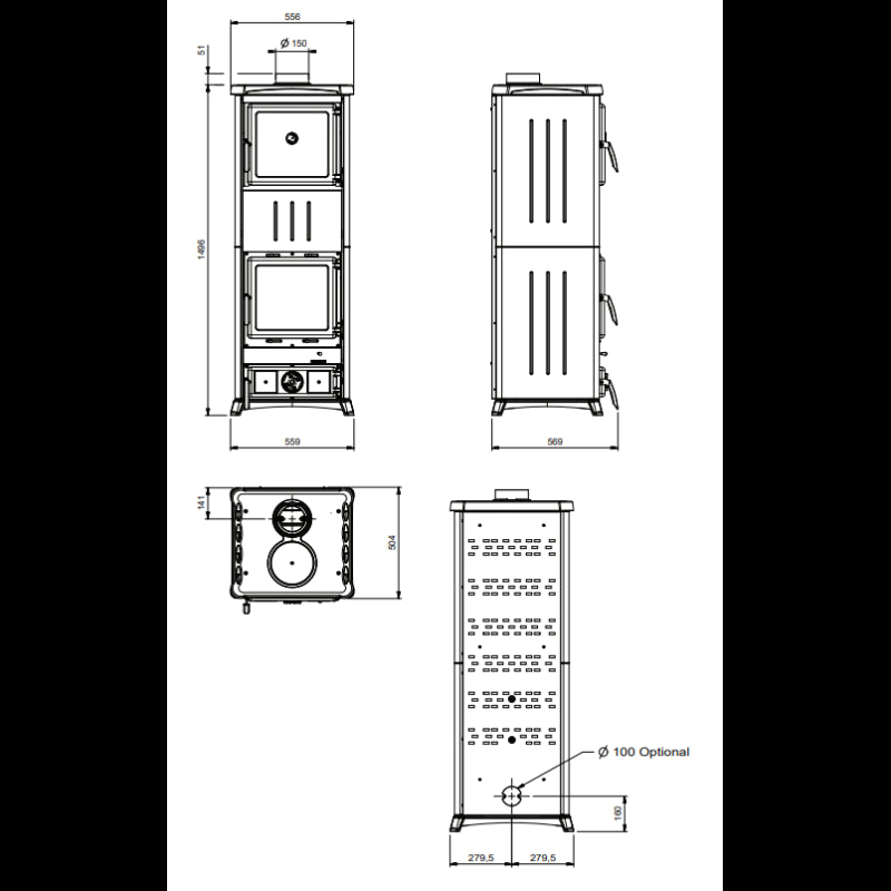 Leistungsstarker Nova Forno Holzofen mit integriertem Backofen 11,8 kW
