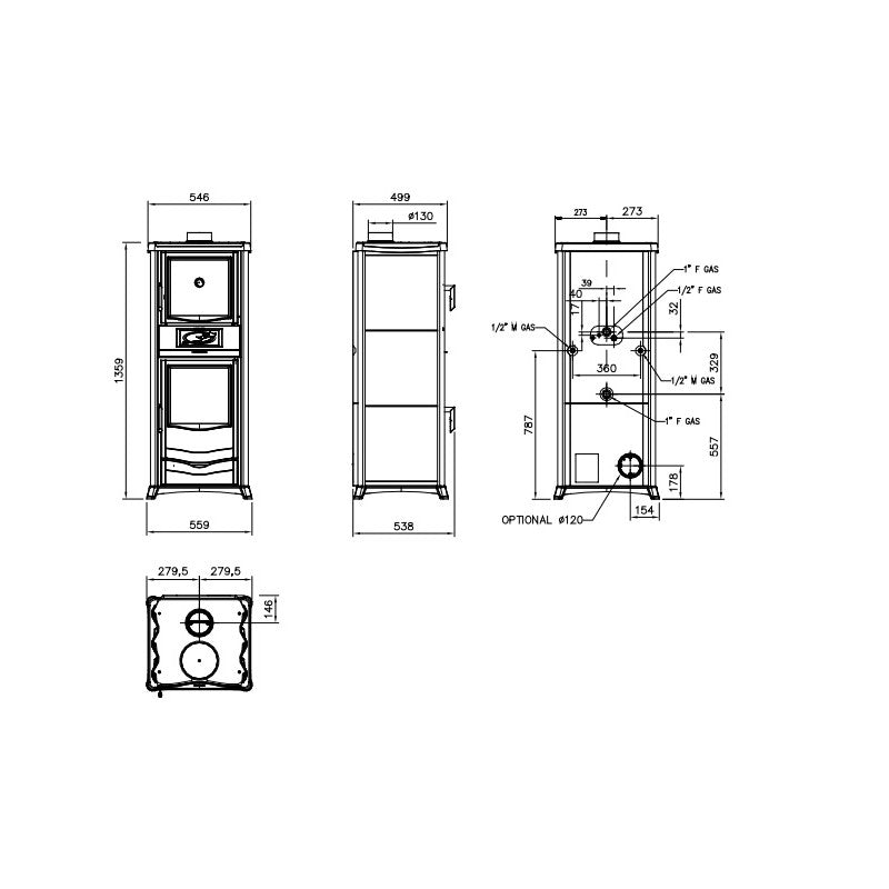 TermoRossella Plus Forno DSA 4.0 Holzofen mit Wasserboiler