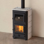 Lade das Bild in den Galerie-Viewer, Thermo Vulkan Plus MBS Holzvergaserofen 19 kW Naturstein-Design mit Warmwasserbereitung
