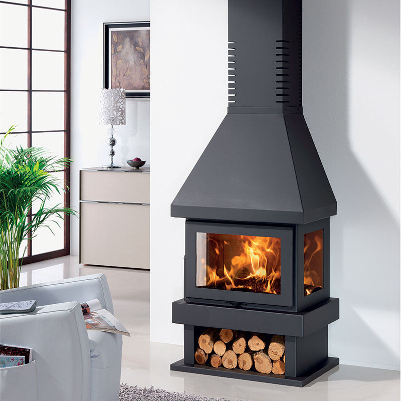 Panadero Holzofen Canada 5,9 kW Dreifachverbrennung Panorama-Design verstellbare Höhe