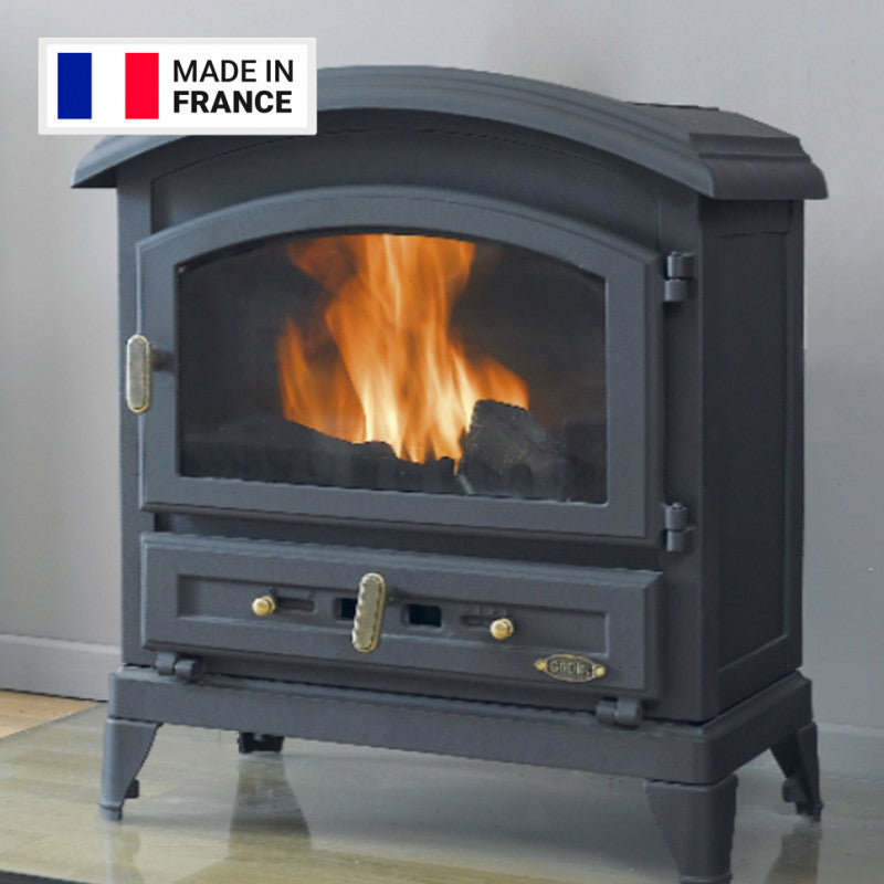 Godin Kanadischer Holzofen 10 kW – Schwarzes Gusseisen, große Heizfläche, Energieklasse A