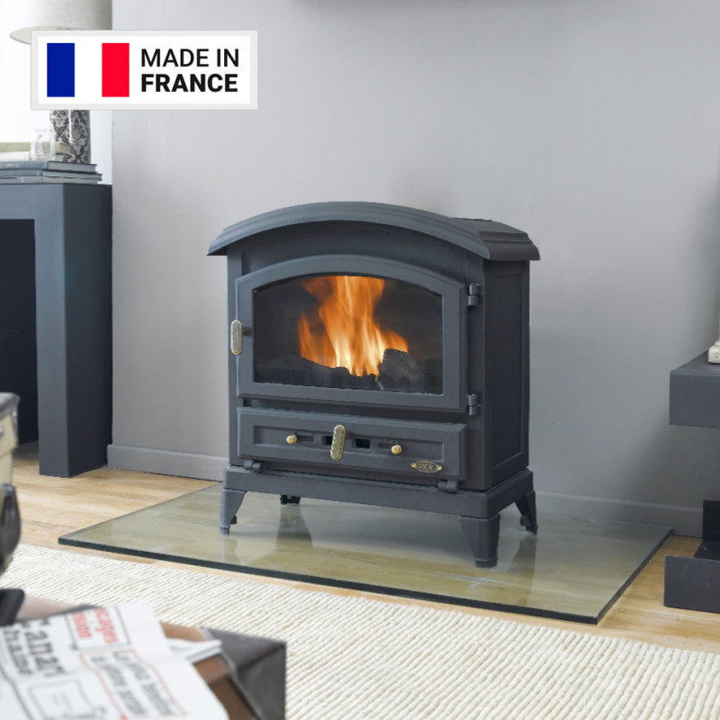 Godin Kanadischer Holzofen 10 kW – Schwarzes Gusseisen, große Heizfläche, Energieklasse A