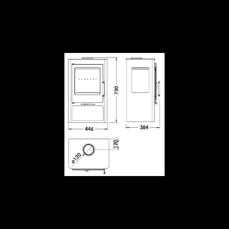 Coral 3V Panadero Holzofen – 5,4 kW, 77 % Wirkungsgrad, 3‑Glas‑Front