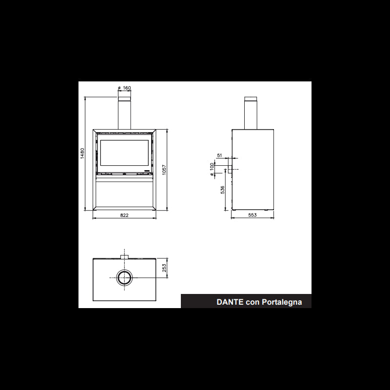 Dante Holzofen mit Portalegna – leistungsstark, ökologisch, 12,4 kW
