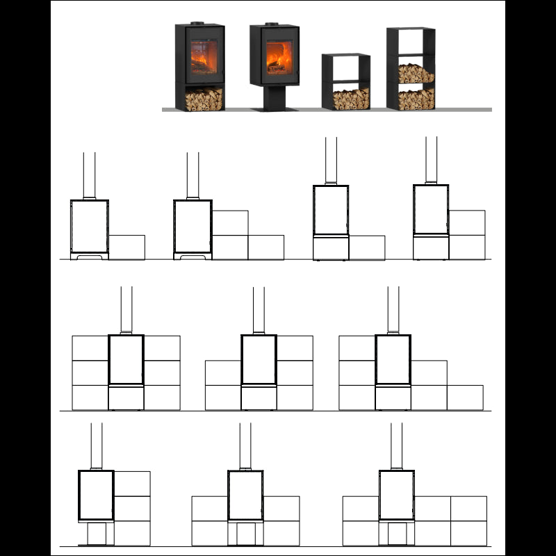 Holzofen Domino mit Standfuß – 8,8 kW, hohe Leistung