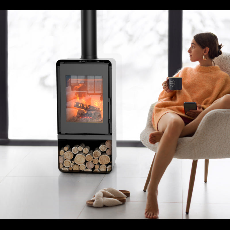 ETNA Domino Holzofen mit Brennholzfach, 8,5 kW, 80 m²