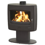 Lade das Bild in den Galerie-Viewer, Godin Eliot Holzofen 8 kW mit runder Gusseisen-Design, großer Flammenansicht, schwarz
