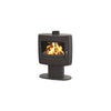 Godin Eliot Holzofen 8 kW mit runder Gusseisen-Design, großer Flammenansicht, schwarz