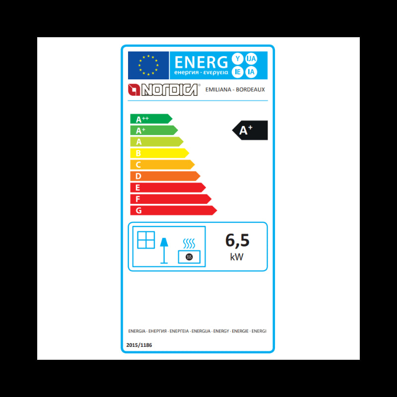 La Nordica Emiliana Holzofen: 6,5 kW, gusseisern, Majolika, effiziente Heizleistung