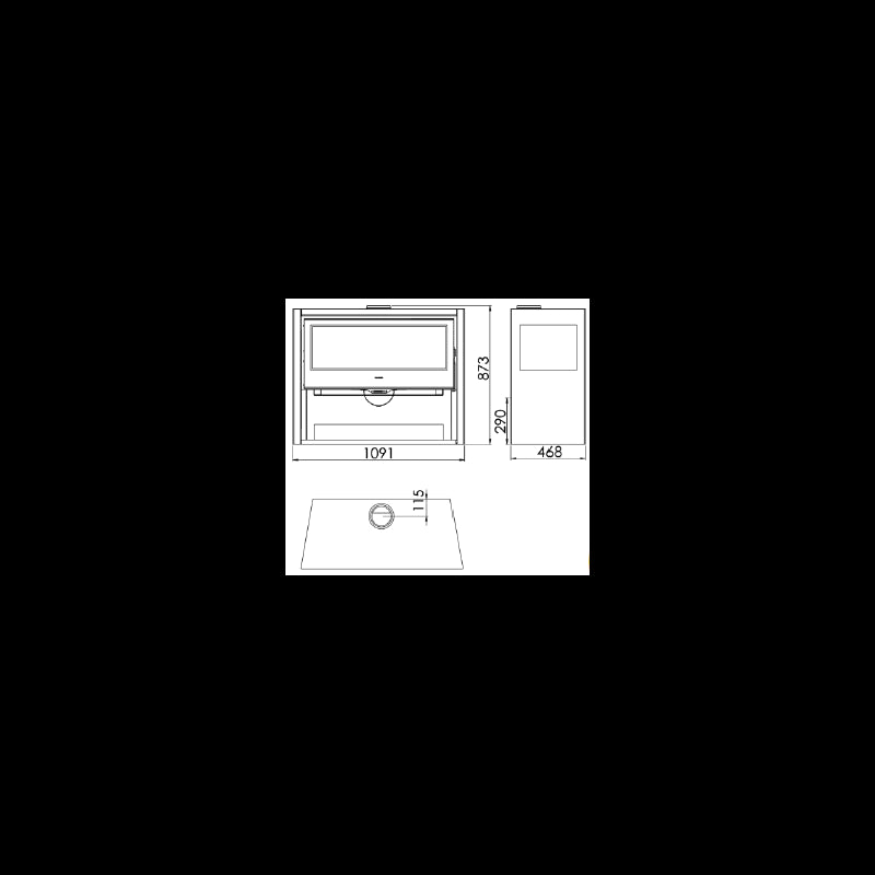 Panadero Chopin 3V Dichter Holzofen: Dreifachansicht, 8,2 kW, für effiziente Wärmeleistung