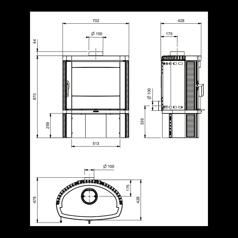 Jennifer 2.0 Holzofen – 7,7 kW, 81,8 % Wirkungsgrad, 220 m³ Heizvolumen
